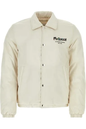Alexander McQueen Jassen, Heren, , L, Polyester, Stijlvolle Sand Gewatteerde Jas