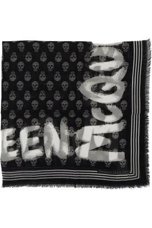 Alexander McQueen Accessoires, Heren, Zwart, ONE Size, Luxe Zijden Sjaal voor Mannen