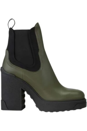 Moncler Schoenen, Dames, Groen, 37 EU, Leer, Stijlvolle Isla Chelsea-boots