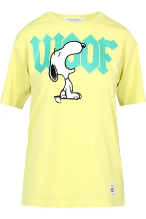 Serafini Tops, Dames, Geel, S, Katoen, Snoopy Print Oversized T-shirt