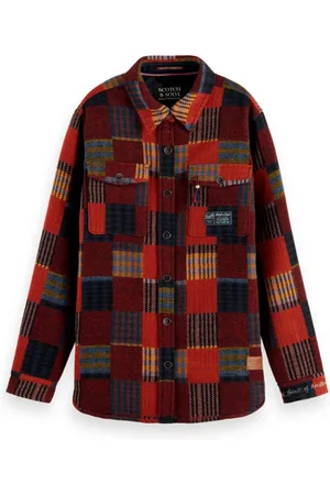 Scotch&Soda Jassen, Dames, Rood, M, Stijlvolle Patchwork Check Jas
