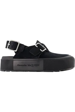 Alexander McQueen Schoenen, Heren, Zwart, 43 EU, Leer, Mount Slick Sandalen - Zwart/Zilver Leer