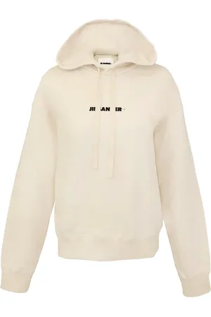 Jil Sander Sweatshirts & Hoodies, Dames, , L, Katoen, Tijdloze Witte Hoodie met Oversized Pasvorm