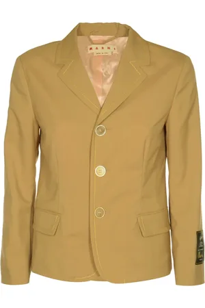 Marni Jassen, Dames, Bruin, S, Leer, Stijlvolle Blazer Jas