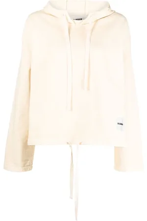 Jil Sander Sweatshirts & Hoodies, Dames, , M, Katoen, Logo-Patch Gebreide Hoodie
