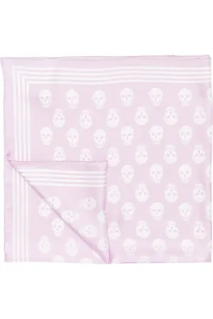 Alexander McQueen Accessoires, Dames, Roze, ONE Size, Zijden Sjaal met Skull Print
