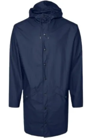 Rains Mantels, Dames, Blauw, S, Polyester, Stijlvolle waterdichte lange jas