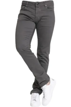 Jacob Cohen Jeans, Heren, Grijs, W32, Katoen, Slim Fit Antracietgrijze Jeans
