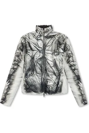 Y / PROJECT Jassen, Dames, Grijs, S, Oversized jas met logo