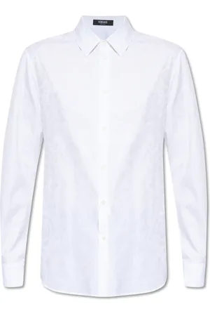 VERSACE Overhemden, Heren, Wit, 2Xl, Katoen, Shirt met bloemenmotief