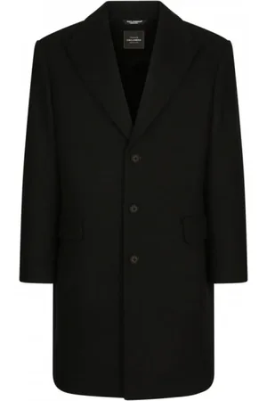 Dolce & Gabbana Mantels, Heren, Zwart, L, Wol, Enkellange wollen jas
