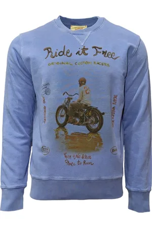 BOB der Bär Sweatshirts & Hoodies, Heren, Blauw, L, Katoen, Vintage Blauwe Crew Neck Sweatshirt