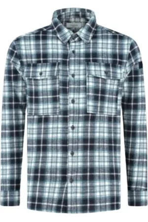 Purewhite Overhemden, Heren, Blauw, S, Wol, Donkerblauw Wol Look Overhemd Heren