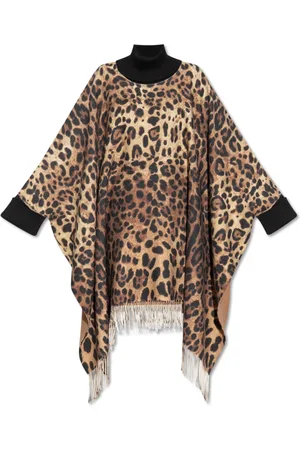 Dolce & Gabbana Jassen, Dames, , S, Wol, Poncho met dierenmotief