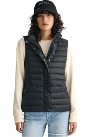 GANT Jassen, Dames, Zwart, L, Polyester, Gewatteerd Mouwloos Jack