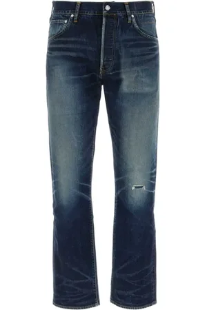 VISVIM Jeans, Heren, Blauw, S, Denim, Donkerblauwe denim straight jeans