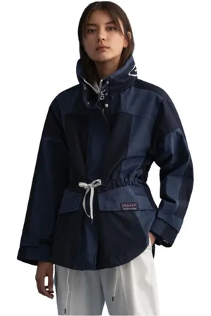 GANT Jassen, Heren, Blauw, L, Katoen, Oversized Waterdichte Jas