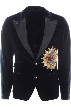 Dolce & Gabbana Jassen, Heren, Zwart, S, Heren Applicatie Blazer en Vest