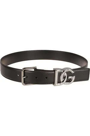 Dolce & Gabbana Accessoires, Heren, Zwart, 105 CM, Leer, Zwart Leren Logo Riem