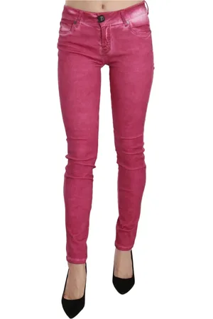 Dolce & Gabbana Jeans, Dames, Roze, W29, Katoen, Roze Velvet Mid Waist Skinny Broek