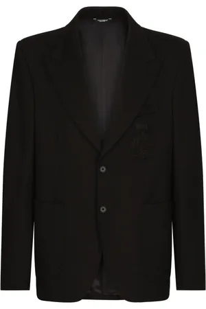 Dolce & Gabbana Jassen, Heren, Zwart, M, Stijlvolle Logo-Patch Blazer