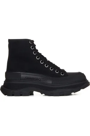 Alexander McQueen Schoenen, Dames, Zwart, 38 EU, Katoen, Zwarte Enkellaarzen voor Dames
