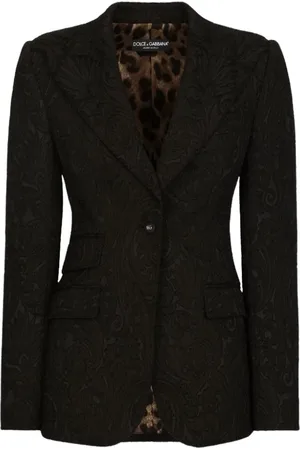 Dolce & Gabbana Jassen, Dames, Zwart, S, Polyester, Tijdloze zwarte brokaateffect blazer
