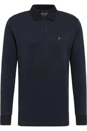 Carlo Colucci Tops, Heren, Blauw, M, Uniek Artistiek Heren Polo Shirt
