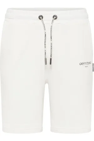 Carlo Colucci Korte broeken, Heren, Wit, L, Ontspannen Sfeer Basic Line Shorts