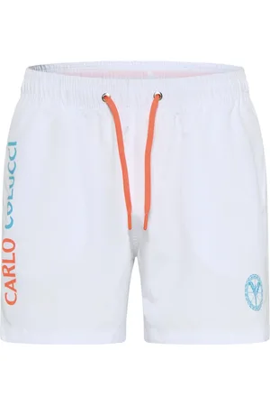 Carlo Colucci Badkleding, Heren, Wit, L, Polyester, Effen Zwembroek De Creszenzo