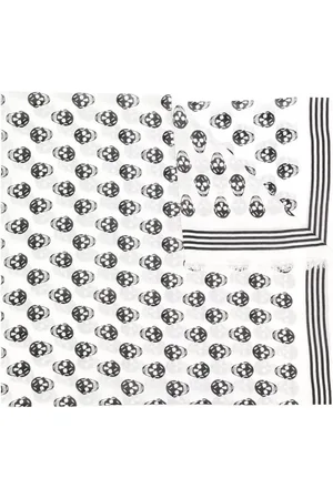 Alexander McQueen Accessoires, Heren, Wit, ONE Size, Sjaal met schedelprint en strepen