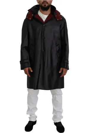 Dolce & Gabbana Mantels, Heren, Zwart, M, Katoen, Zwarte Katoenen Parka Jas