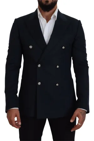 Dolce & Gabbana Jassen, Heren, Blauw, M, Kasjmier, Blauwe Dubbelrijige Formele Jas Blazer