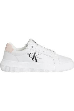 Calvin Klein Schoenen, Dames, Wit, 36 EU, Leer, Chunky Cupsule Mono Sneakers