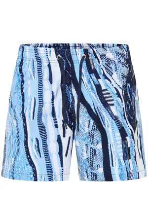 Carlo Colucci Badkleding, Heren, Blauw, S, Polyester, Gebreide Patroon Zwembroek