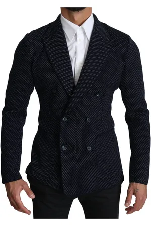 Dolce & Gabbana Jassen, Heren, Blauw, L, Stijlvolle Dotted Double Breasted Blazer