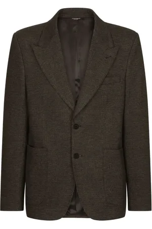 Dolce & Gabbana Jassen, Heren, Bruin, M, Nylon, Bruine Geruite Gebreide Blazer
