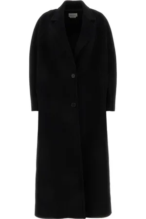 Alexander McQueen Mantels, Dames, Zwart, S, Wol, Oversized Zwarte Wollen Blend Jas