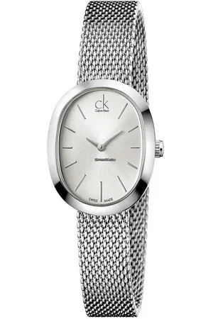 Calvin Klein Accessoires, Dames, Grijs, ONE Size, Elegant Quartz Zilveren Wijzerplaat Horloge