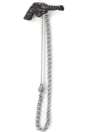 Dolce & Gabbana Accessoires, Heren, Grijs, ONE Size, Stijlvolle Jewel Gun Broche