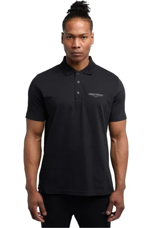 Carlo Colucci Tops, Heren, Zwart, S, De Santis Basic Line Polo Shirt