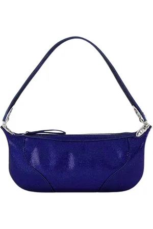 By Far Tassen, Dames, Blauw, ONE Size, Katoen, Blauwe Leren Mini Amira Hobo Tas