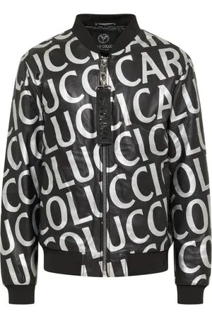 Carlo Colucci Jassen, Heren, Zwart, L, Leren Bomberjack met Logo Print