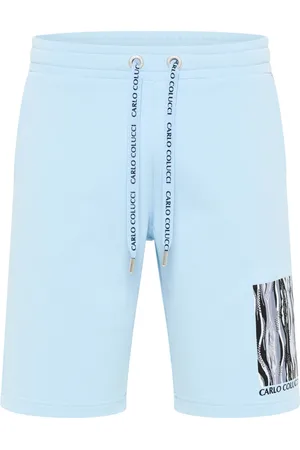 Carlo Colucci Korte broeken, Heren, Blauw, M, Korte Gebreide Snijverhaal De Pasquale Herenshorts