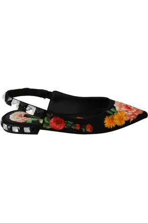 Dolce & Gabbana Schoenen, Dames, Zwart, 36 EU, Zwarte Bloemenkristal Slingbacks
