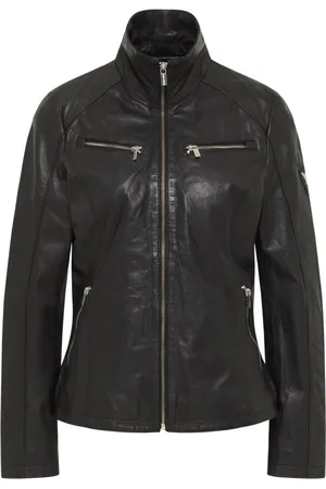 Carlo Colucci Jassen, Dames, Zwart, L, Leer, Zachte Leren Jas Basic