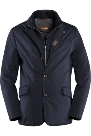 MOORER Jassen, Heren, Blauw, S, Leer, Lichte jas