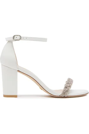 Stuart Weitzman Schoenen, Dames, Wit, 39 1/2 EU, Leer, Nearly Nude Highshine Sandalen