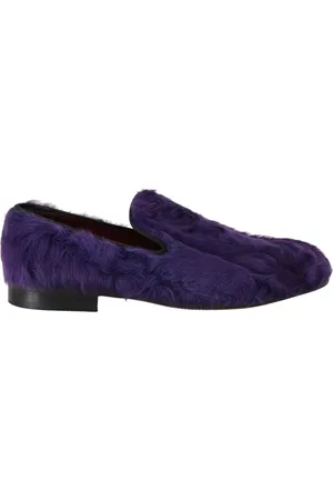 Dolce & Gabbana Paarse Sheep Fur Leren Loafers