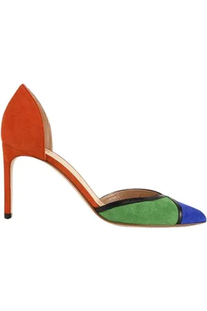 Francesco Russo Schoenen, Dames, Veelkleurig, 37 EU, Leren Oranje, Groen, Blauw Escarpin